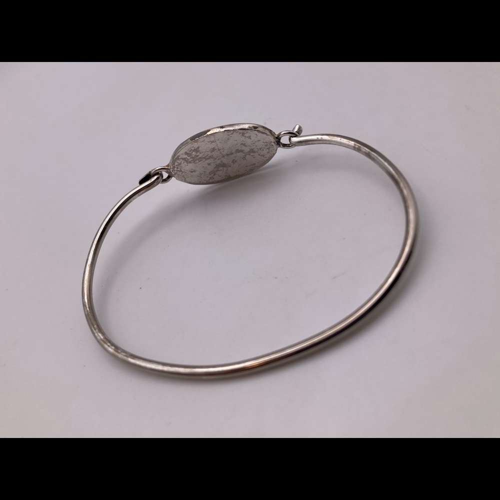 Sterling Silver Abalone Shell Bangle Bracelet - image 2
